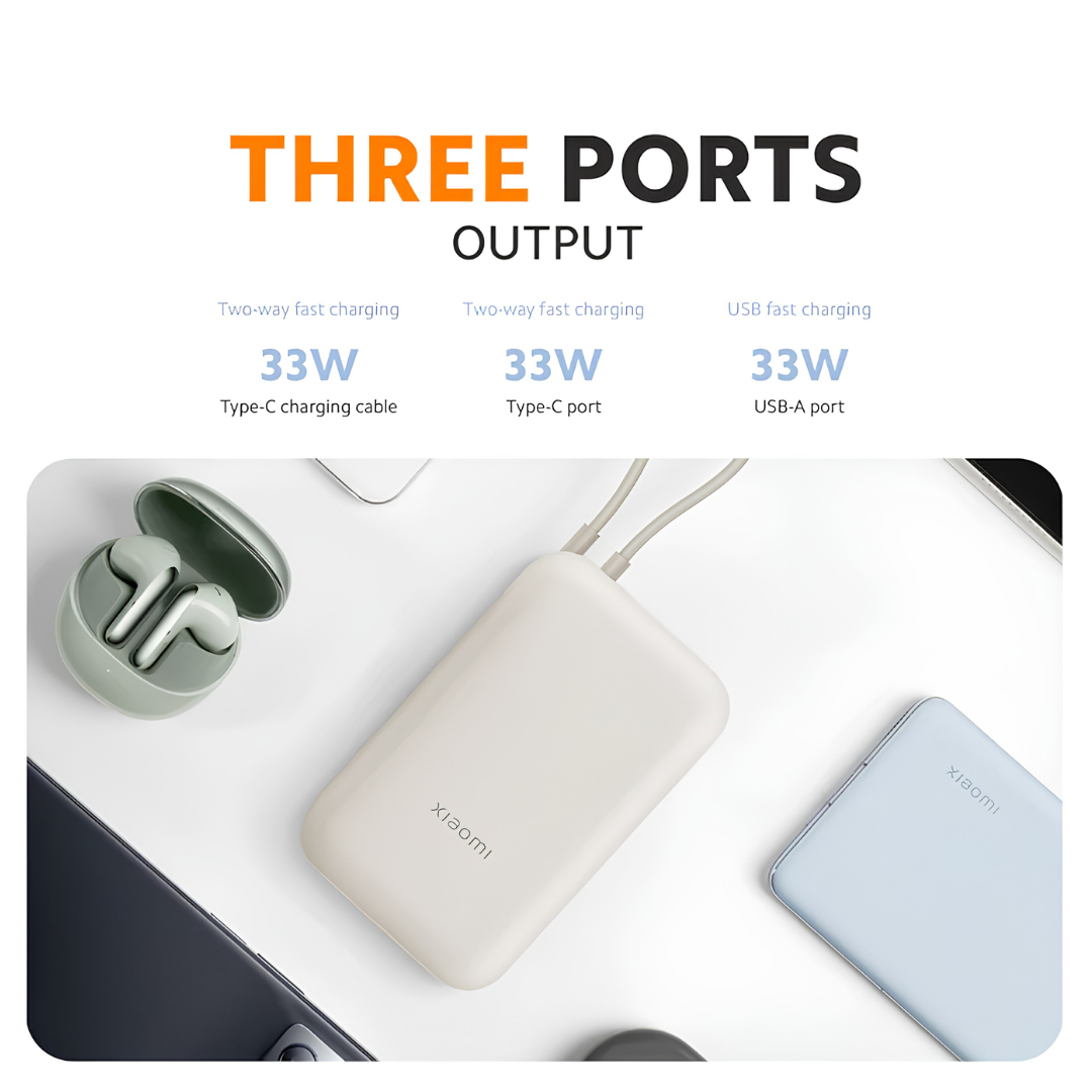XIAOMI 33W POWER BANK 20000MAH (INTEGRATED CABLE) TAN GL - Image 2